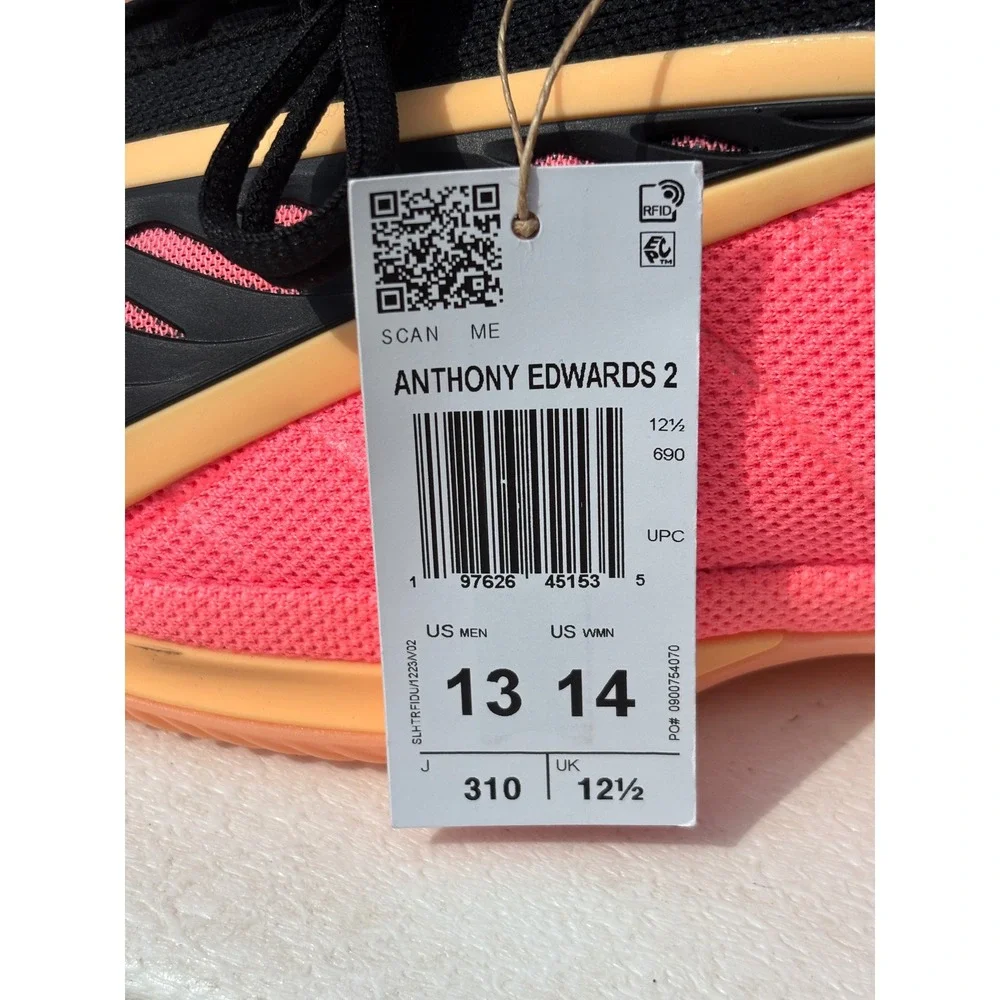 Adidas Anthony Edwards 2 Low AE1 Coral Black Basketball Shoes IF1863 Mens 13